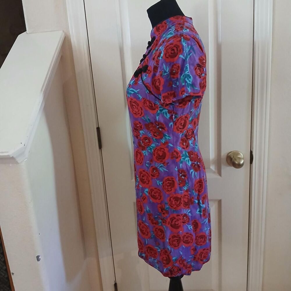 Zara Floral Mandarin Collar Mini Dress S Dopamine Dressing Asian Style Coquette - Picture 6 of 6
